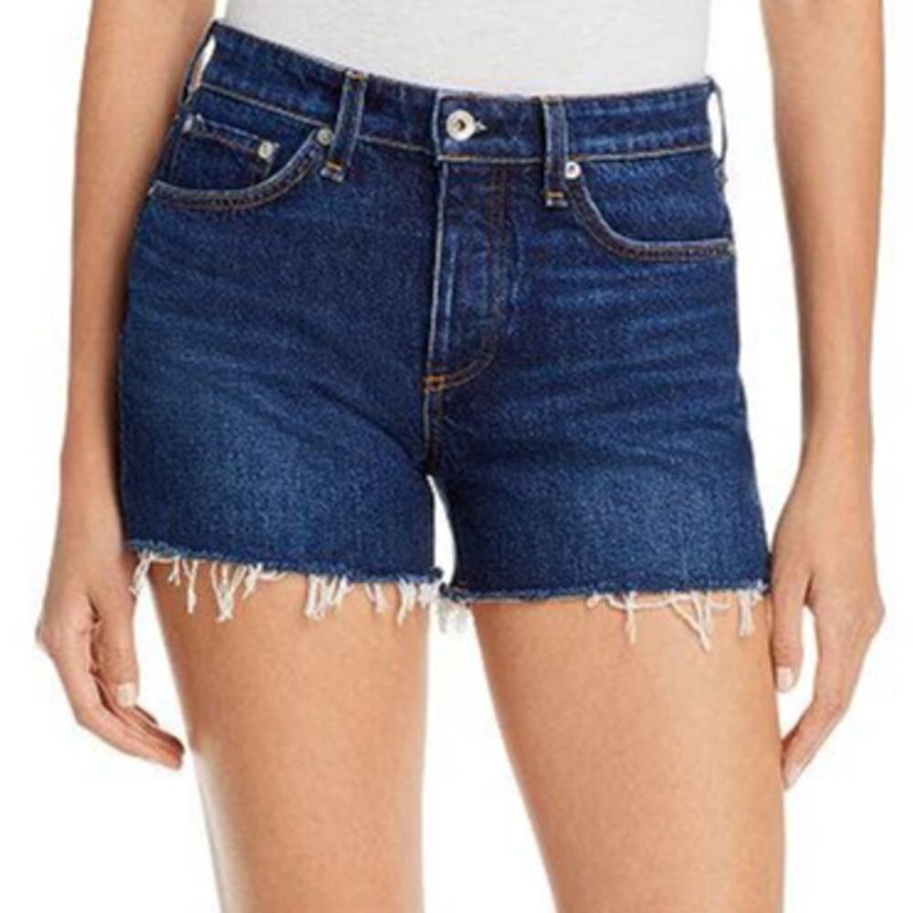 Rag & Bone NWT Dre Low Rise 3.5" Short Cambria Size 30 Denim Button Fly Raw Hem